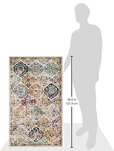 SAFAVIEH Madison Collection Accent Rug - 2'3" x 4', Cream & Multi, Boho Chic Distressed Design, Non-Shedding & Easy Care, Ideal for High Traffic Areas in Entryway, Living Room, Bedroom (MAD611B) - color: Cream/Multi, size: 2'3" x 4' (Rectangular)