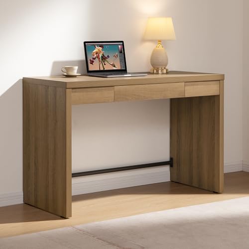 SICOTAS 47-Inch Computer Desk, Home Office Desk Writing Desk with Drawer | Farmhouse Study Executive Desk with Storage,Boho Makeup Vanity Table for Bedroom Dormitory,Reclaimed Caramel Oak,1 Piece - color: Reclaimed Caramel Oak, size: 1 Piece