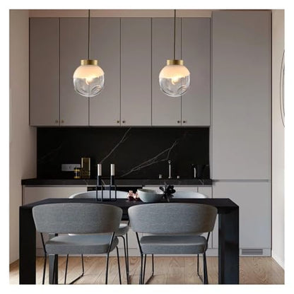Chandelier, Small Pendant Light Nordic Designer Restaurant bar Dining Room All Copper Glass Bedroom headboard(White,D20cm) - size: D20cm, style: White