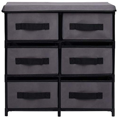 6-Drawer Storage Cabinet, Gray Steel and Fabric Organizer Unit for Bedroom, Living Room, Office, 21.7 inch Side Chest for Small Spaces