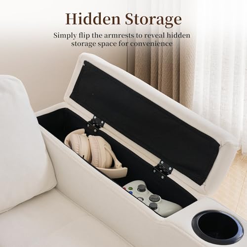 Korser 55.5'' 3-in-1 Convertible Sofa Bed, Pull Out Couch with 5-Position Adjustable Backrest, Loveseat Sleeper Sofa for Small Spaces, Sofa Couch with Cup Holders for Living Room, Office, Chenille - color: Beige