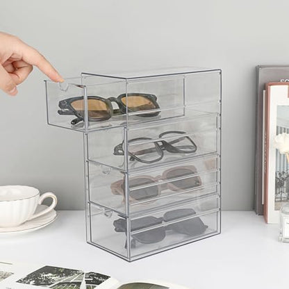Hipiwe Plastic Drawer Organizer Clear Storage Box with 4 Pull Out Drawer | Drawers Box for Bathroom, Dresser, Cosmetic Hair Tie Container for Women - size: 4-Drawers, 6.8"Lx4.1"Wx9.8"H