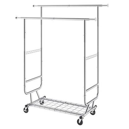 VEVOR Clothes Rack, Rolling Clothing Garment Rack, Extendable Carbon Steel Clothing Racks with Wheels for Bedroom, Laundry, Living Room - style: 2Rod,21.5"D x 75.4"W x 73.5"H