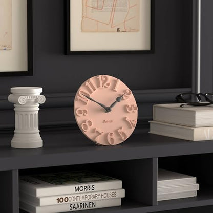 JONES CLOCKS® Hampstead Desk Clock | Freestanding | Rose Pink | Elegant Raised Moulded Numerals | Ideal for Shelf, Mantel, Living Room, Home Office or Bedside - color: Rose Pink