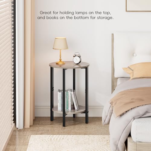 Side Tables Small End Tables, Set of 2 Half Round Side Table for Living Room, 2 Tier Couch Side Table, Small Round Coffee Table Accent Table, Thin Sofa Table Narrow Entryway Table, Grey - color: Greige