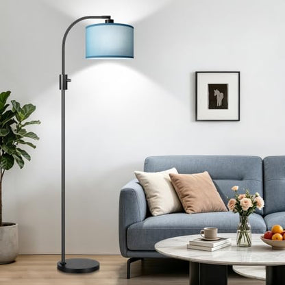 Nintiue Dimmable Black Floor Lamp, 1200 Lumens LED Edison Bulb Included, Arc Gold Floor Lamps for Living Room Modern Standing Lamp with Sky Blue Shade - color: Black - Sky Blue Shade