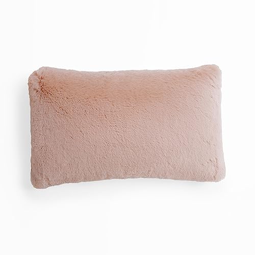 UnHide Squish Lumbar Pillow, Extra Soft Faux Fur Rectangular Shaped Pillow | 100% Polyester Fill, Machine Washable, Perfect for Living Room, Bedroom, or Guest Room, Rosy Baby - color: Rosy Baby, size: 10" x 18"