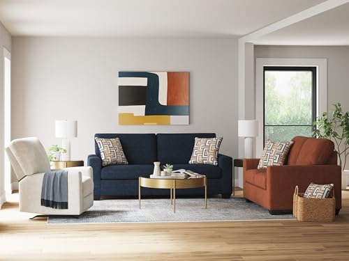 Signature Design by Ashley 85 in Chenille 3 Seater Track Arm Sofa, Stone | Polyester chenille upholstery, Wood and engineered wood frame, Sag-resistant platform foundation, Living room use, Aviemore - color: Stone, style: Sofa
