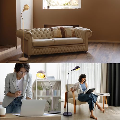 O'Bright Adjustable Floor Lamp with Flexible Gooseneck and Rotatable Shade, E26 Socket, 10-Inch Base - Ideal for Reading, Bedside, Living Room, Black - color: Black
