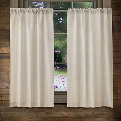 Valea Home Linen Kitchen Curtains 45 Inch Length Rustic Farmhouse Crude Short Cafe Curtains Rod Pocket Tiers for Small Window Bathroom Basement, Natural, 2 Panels - size: 26"W x 45"L (Pack of 2)