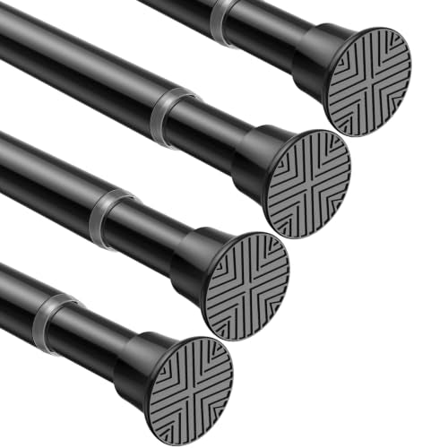 4Pack Tension Rods 23-48Inch Small Tension Curtain Rod For Windows | Adjustable Curtain Rods no Drilling Black Tension Rod Spring Curtain Rod Tension rods for Doorway,Closet,Windows - color: Black, size: 23" to 48"-4Pcs