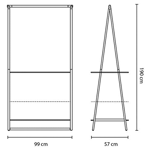 Brabantia - Linn Clothes Rack - Multi-Functional - Space Saver - Adjustable Shelves - Wardrobe Hanging - Drying Rack - Freestanding - Stable - Black - Large - color: Black, size: Large