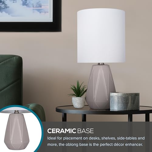 Catalina Lighting Ceramic Table Lamp for Office, Living Room, Dorm or Bedroom, Smart Home Compatible, Bulb Not Included, 17", Grey