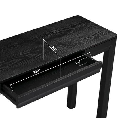 Flow 47-Inch Console Table, Modern Solid Wood Entryway Table with Hidden Drawer, Waterproof & Heat Resistant, Narrow Table for Hallway, Living Room & Foyer, Burnt Black - color: Burnt Black, size: 47 Inch, style: Console