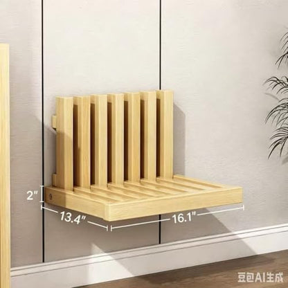 Solid Wood wall Mounted Bedside Table, Foldable Suspended Narrow Table, Creative Drawer Style Design for Bedroom (Peach Color) - color: White