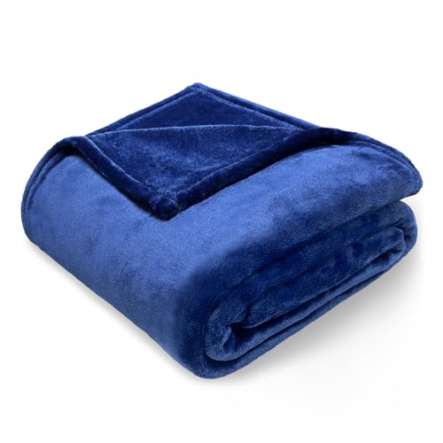 Lukeight Fleece Throw Blanket, Luxury Cozy Fuzzy Lightweight Soft Blankets for Sofa Couch Bed Car Travel and Camping (Navy, 50x60 Inches) - color: Solid Navy, size: 50 in x 60 in