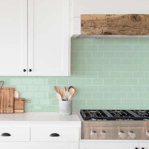 STICKGOO Subway Tile Peel and Stick Backsplash, Thicker Design 12" x 12" Stick on Backsplash Tiles for Kitchen, Bathroom, Wall Tile (10 Sheets, Light Green) - color: Light Green