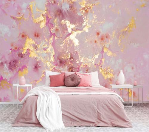 Jdayda Pink Marble Wallpaper Mural Abstract Gold Gilt Large Art | 106"x75" Not Self-Adhesive Wall Mural for Bedroom Livingroom - color: MURAL-0036, size: 106" x 75"