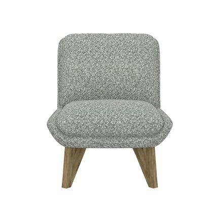 Gray Accent Chair with Cushion, High Back & Armless, Brown Wood Legs, Modern Reading Chair for Bedroom, Living Room, Waiting Room