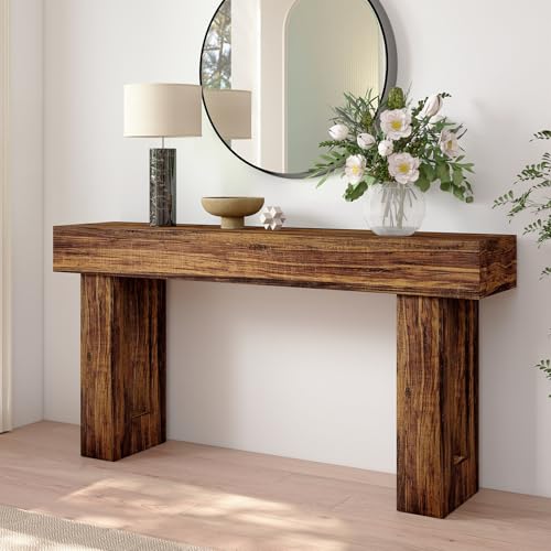 Spaco 63'' Long Console Table,2 Tier Farmhouse Entryway Table Sofa Table with Storage,Wood Behind Couch Table for Living Room, Hallway,Foyer (Dark Brown) - color: Dark Brown (63'')