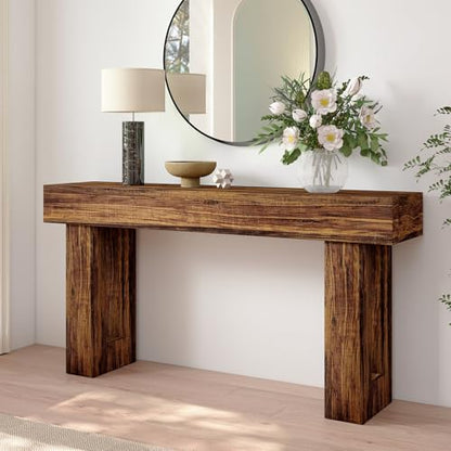 Spaco 63'' Long Console Table,2 Tier Farmhouse Entryway Table Sofa Table with Storage,Wood Behind Couch Table for Living Room, Hallway,Foyer (Dark Brown) - color: Dark Brown (63'')