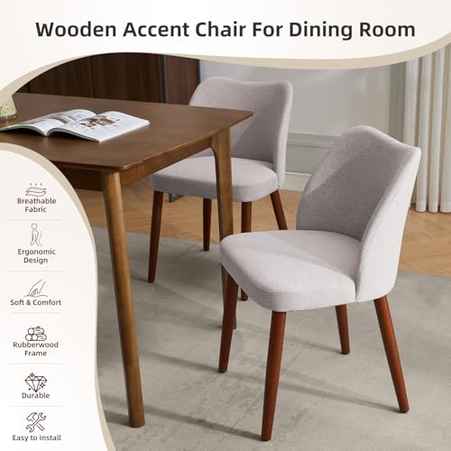 GarveeHome Dining Chairs Set of 4 with Cozy Backrest/Wooden Legs | Dining Chairs Set of 4 with Cozy Backrest/ Wooden Legs No tools Needed - color: Light Grey