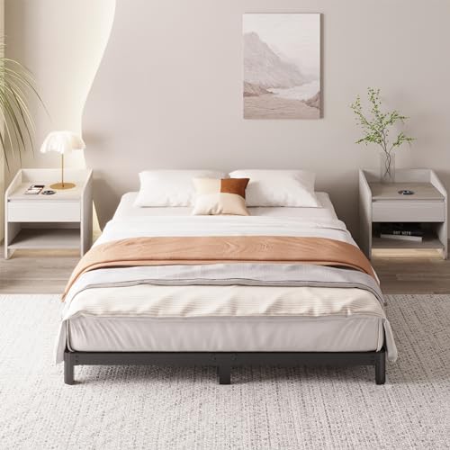 Yicensen 6 Inch Full Bed Frame Low Profile No Box Spring Needed, Heavy Duty Full Size Metal Platform Bed Frame with Rounded Corner Legs, Easy Assembly, Noise Free, Black - size: Full, style: 6 Inch