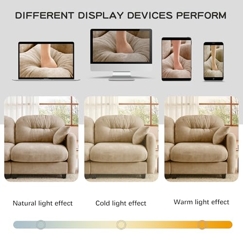 Modular Loveseat Sofa Mini Couch with Premium Chenille Fabric and Tufted Pleated Backrest Flexible Small Couch for Bedroom and Living Room Ergonomic 2-Seater Sofa for Adults and Compact Spaces (Camel) | Sturdy & Durable - color: Camel
