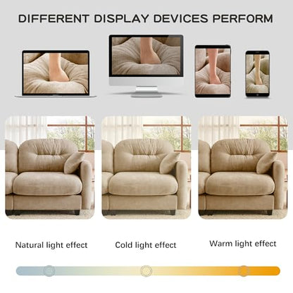 Modular Loveseat Sofa Mini Couch with Premium Chenille Fabric and Tufted Pleated Backrest Flexible Small Couch for Bedroom and Living Room Ergonomic 2-Seater Sofa for Adults and Compact Spaces (Camel) | Sturdy & Durable - color: Camel