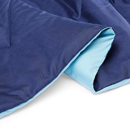 Amazon Basics Washable Comforter Blanket, Reversible Lightweight Microfiber All Season, Twin/Twin XL, Navy/Sky Blue - color: Navy / Sky Blue, size: Twin/Twin XL