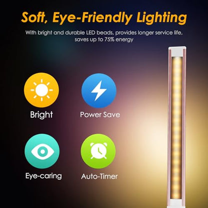 Led Desk Lamp, Desk Lamp with USB Charging Port, 5 Color Modes, 10 Brightness, Natural Light, Eye Caring Reading Lamp, Desk Light for Home Office, Table Lamp, Touch Control, Auto-Timer, Pink - color: Pink