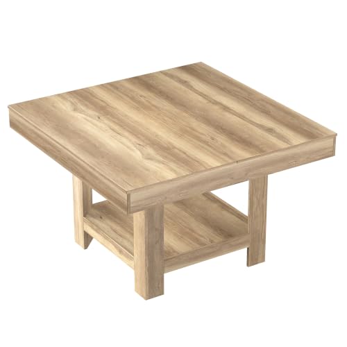 GarveeHome Square Dining Room Table for 4-6 People, Heavy Duty 350Lbs Kitchen Table with 2-Tier Storage, Waterproof Wooden Dinner Table with Sturdy Triangle Legs, Rustic Pear. - color: New Brown