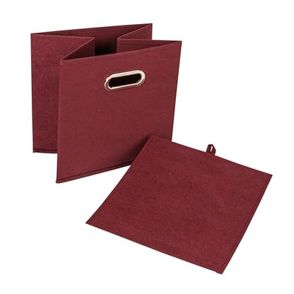 Household Essentials Fabric Storage Bins 6 Piece Set, Burgundy - color: Burgundy, size: 11” L x 11” W x 11” H
