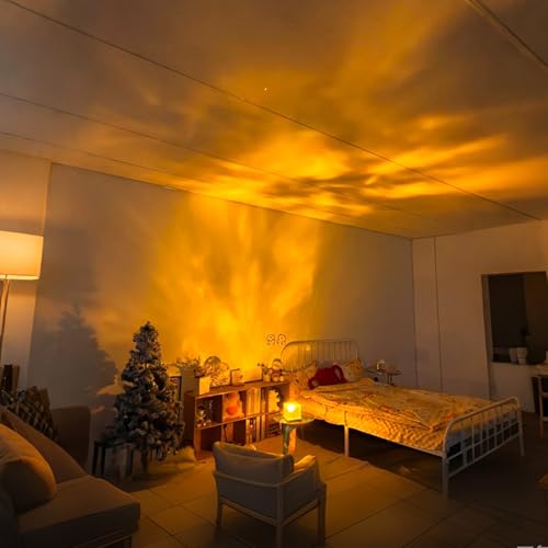 Ocean Wave Projector Light, 16-Color LED Shower Lamp with Remote, 3D Water Ripple Projection, Romantic Ambient Lighting for Kids Room, Relaxation, Bedroom, Bathroom & Night Light - color: Blue