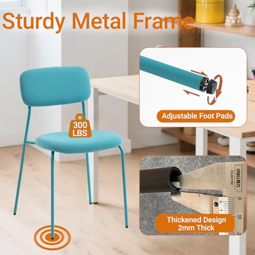 Sidanli Stackable Waiting Room Chairs, Armless Upholstered Guest Chairs Set of 4 with Comfotable Cushion for Conference Reception Break Room Lobby, Blue - color: Blue