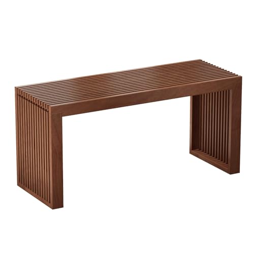 APRTAT Bamboo Dining Bench 35-Inch Indoor Wood Shoe Rack Bench for Entryway | Easy Assemble, Sturdy & Durable,Slatted Design,Versatile Everyday Seating,Living Room Hallway Bedroom Bathroom - color: Red Brown, size: Long