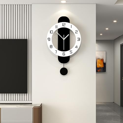 Modern Wall Clock Battery Operated Large Clocks for Living Room | Home Decor Non Ticking Silent Classic Decorative Clocks Pendulum for Bedroom,Office,Kitchen,Dining Room,Bathroom, 12.6x24.4in - size: 12.6*24 inch
