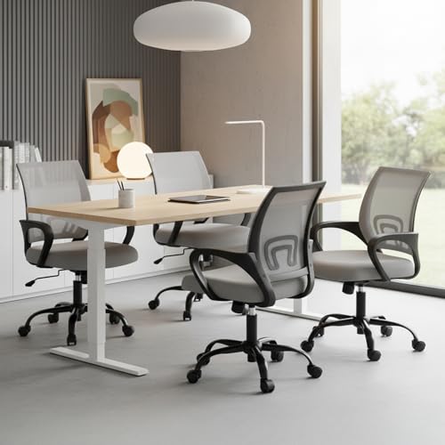 OLIXIS Office Desk Chair, Ergonomic Home Mesh Chair, Lumbar Support | Height Adjustable, Fixed Armrest, Rocking Mode, 360 Swivel, Storage Back, Computer, Grey - color: Grey, size: 1