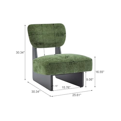 Christopher Knight Home Mores Low Profile Accent Chair Set of 2, Modern Living Room Armless Lounge Chair, Fabric Comfy Reading Chair for Bedroom, Wooden Frame and Thick Padded Seat, Black+Green - color: Black+green