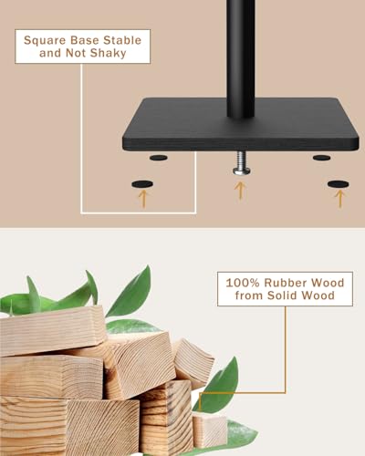 Yawinhe Wooden Coat Rack Freestanding,Hall Tree with 8 Hooks,Black | 3 Adjustable Heights Coat Standing Tree; Sturdy Clothes Stand with Square Base; Coat Tree for Entryway, Hallway - color: Black