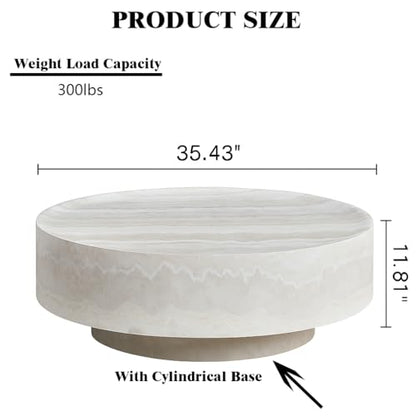 35.43" Round Faux Marble Coffee Table with Base (35.43" x 11.81") | Center Table, Concrete Coffee Table, Travertine Accent Table, Living Room Furnitures, Mars Pattern, Easy to Assembly - color: Mars,ø35.43" X 11.81"