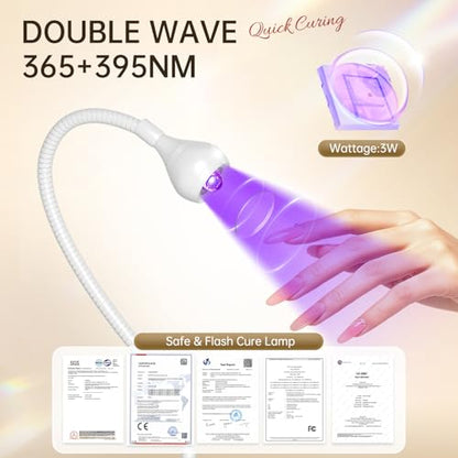 AORAEM LED Nail Lamps Flexible Gooseneck Lamp Gel Polish Curing Light White | Quicky Dry Nail Manicure Dryer Plug Play Portable Flash Cure Light for Gel Nails Home DIY Professionals - color: White