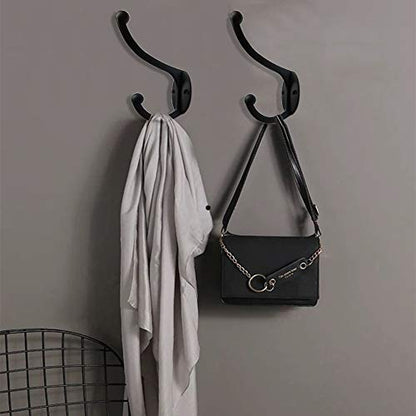 ZEYU 20Pcs Wall Hooks, Coat Hooks Hardware Heavy Duty Hooks for Hanging Coats Double No Rust Black Hook Wall Mounted with Screws for Key, Towel, Bags, Cup, Hat - color: 20Pcs Black