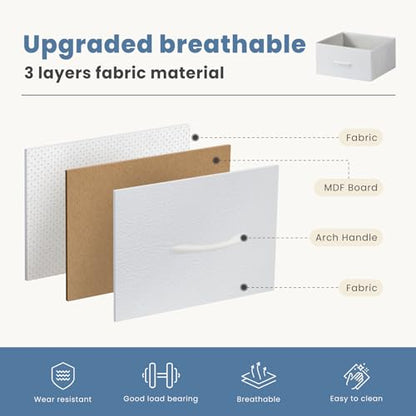 DUMOS Nightstand, Bedside Table with 4 Fabric Drawers | Night Stand with Removable Bins, Steel Frame Wood Top, Small Dresser for Bedroom Closet - color: White, size: 11.8"D x 17.7"W x 37.4"H (4 Drawers)