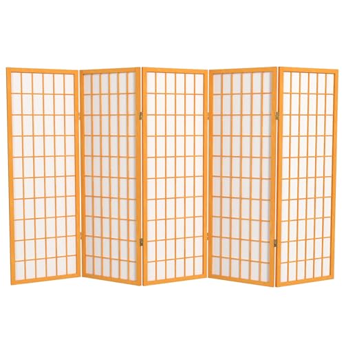 4 ft. Short Window Pane Shoji Screen - Honey - 5 Panels - color: Honey, size: 5 Panels