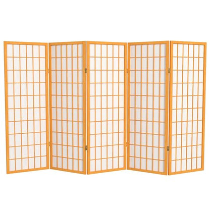 4 ft. Short Window Pane Shoji Screen - Honey - 5 Panels - color: Honey, size: 5 Panels