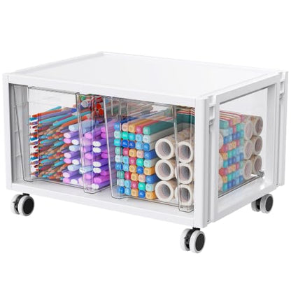 Stackable Storage Drawer Carts, Extra Large Bins 1 Tier 2 Drawers | Smooth Pull-Out Drawers, Clear Plastic Storage Organizer Container For Home Office Bedroom Bathroom Art Crafts Under Desk - size: 1 Tier 2 Drawer