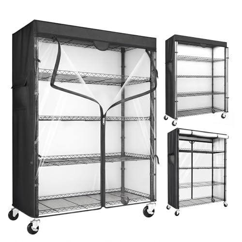 Wire Shelving Unit with 600D Oxford Cover & Wheels, 36"x18"x72" | 5-Tier Rolling Storage Shelves, Storage Rack Wire Shelf for Kitchen Pantry, Garage, Basement & Warehouse - size: 5-Shelf 36"W x 18"D x 72"H W/Cover