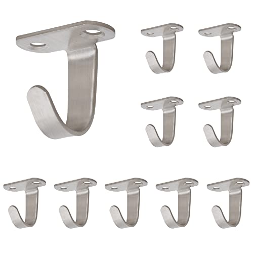 NearMoon Stainless Steel Screw Mounted Ceiling Hooks, Under-Shelf Towel/Robe Clothes Hook Heavy Duty Coat Hanger for Bathroom Kitchen Cabinet Garage, 10 Pack (Brushed Nickel) - color: Brushed Nickel