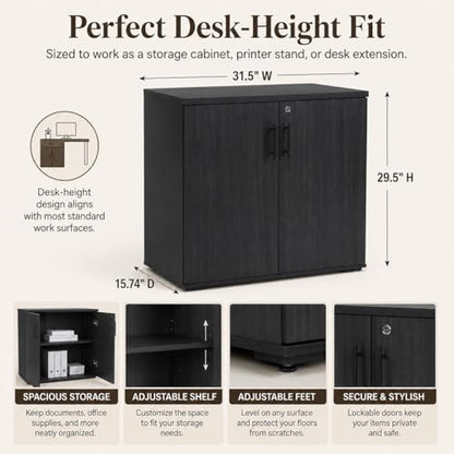 MMT Office Storage Cabinet, Expresso, 2 Door. Adjustable Shelf - color: Expresso